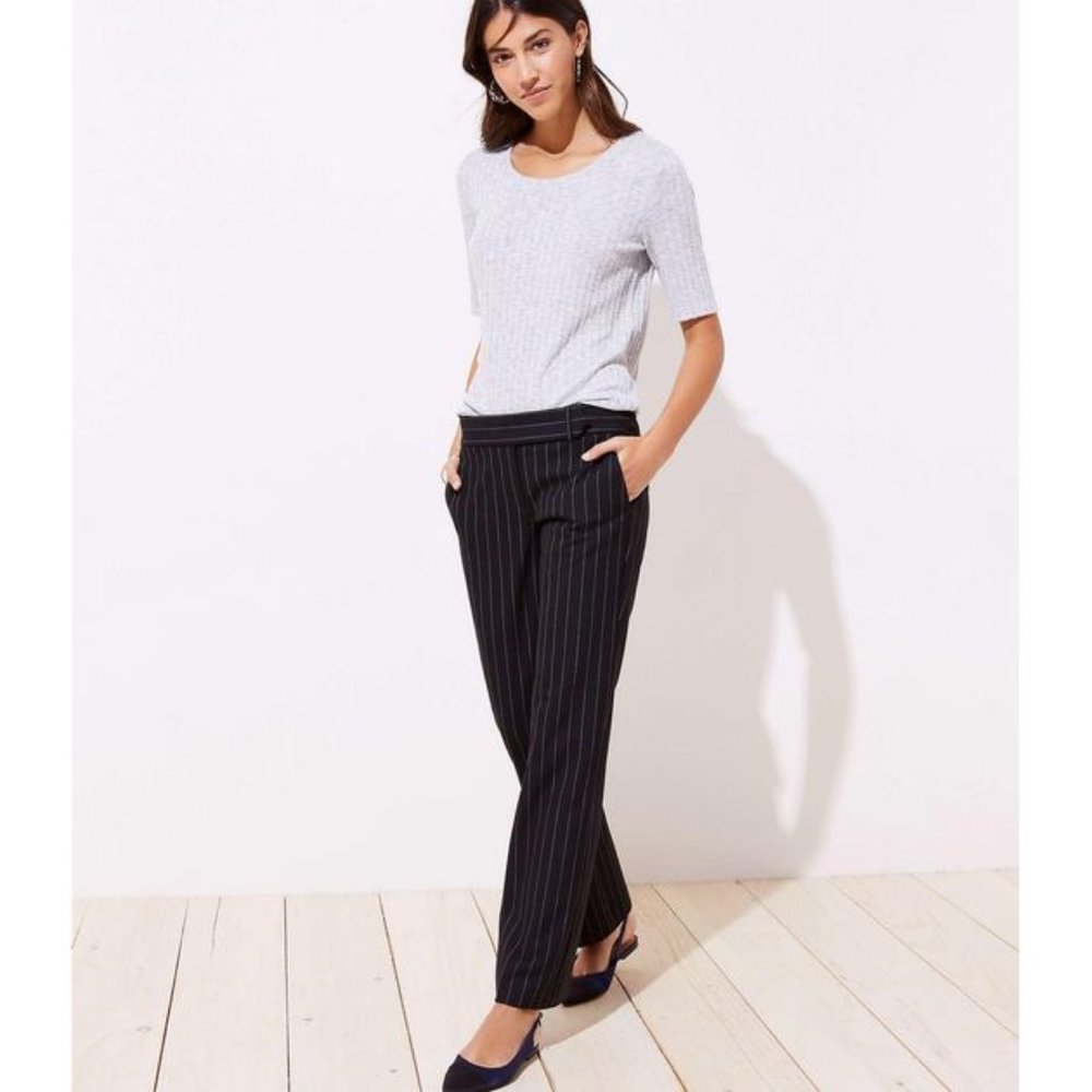 NWT LOFT Women's Trousers in Pinstripe- Marisa Fit